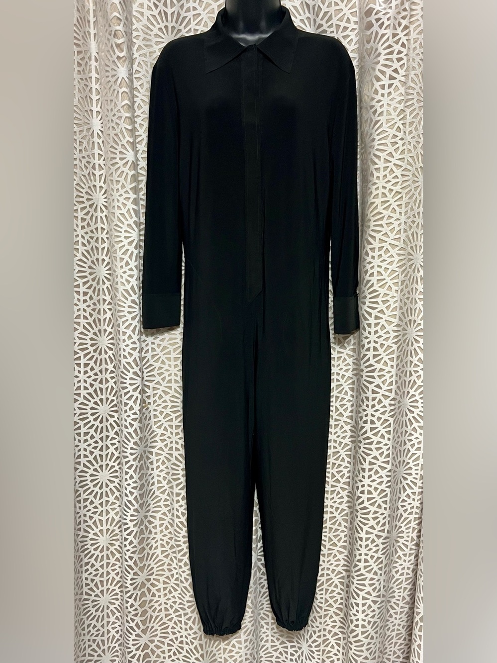 Norma Kamali Black Stretch Long Sleeve Jumpsuit XS/34